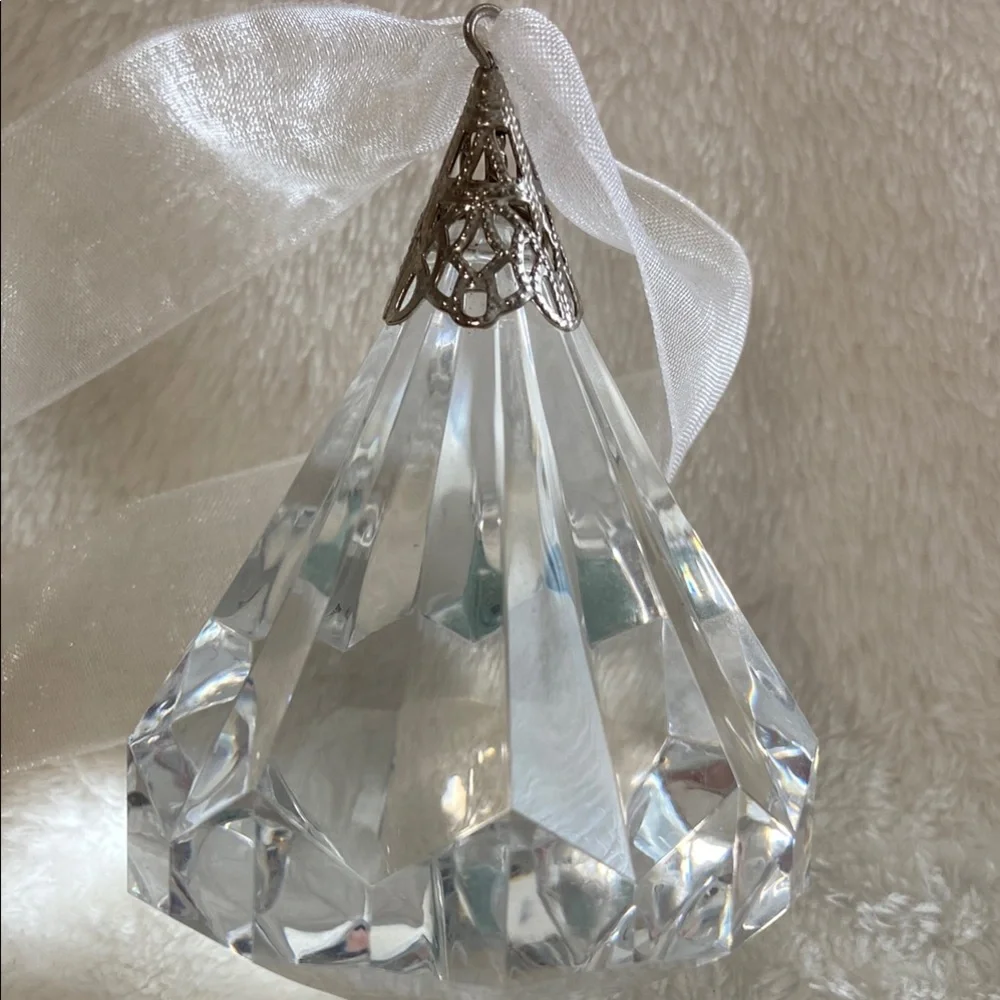 Clear Crystal Teardrop Holiday Ornament - Elegant Clear Glass Accent
